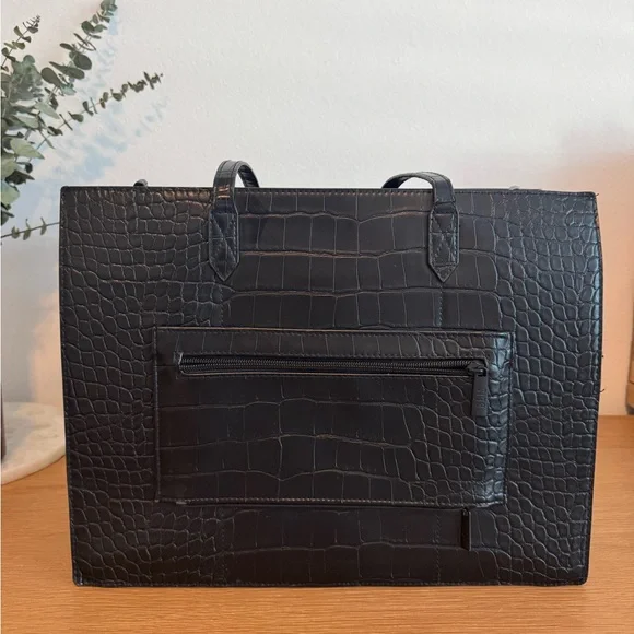 Beis | The Large Work Tote | Black Croc - Picture 10 of 17